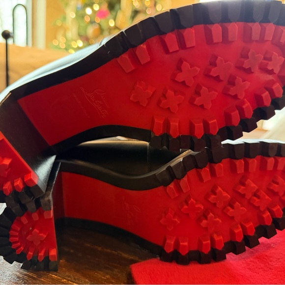 Christian Louboutin Black Chunky Heel Boots - Picture 5 of 8